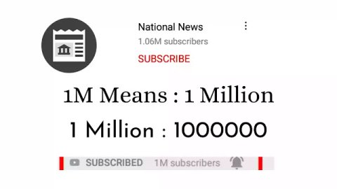 1M Means | 1Million Means in Hindi